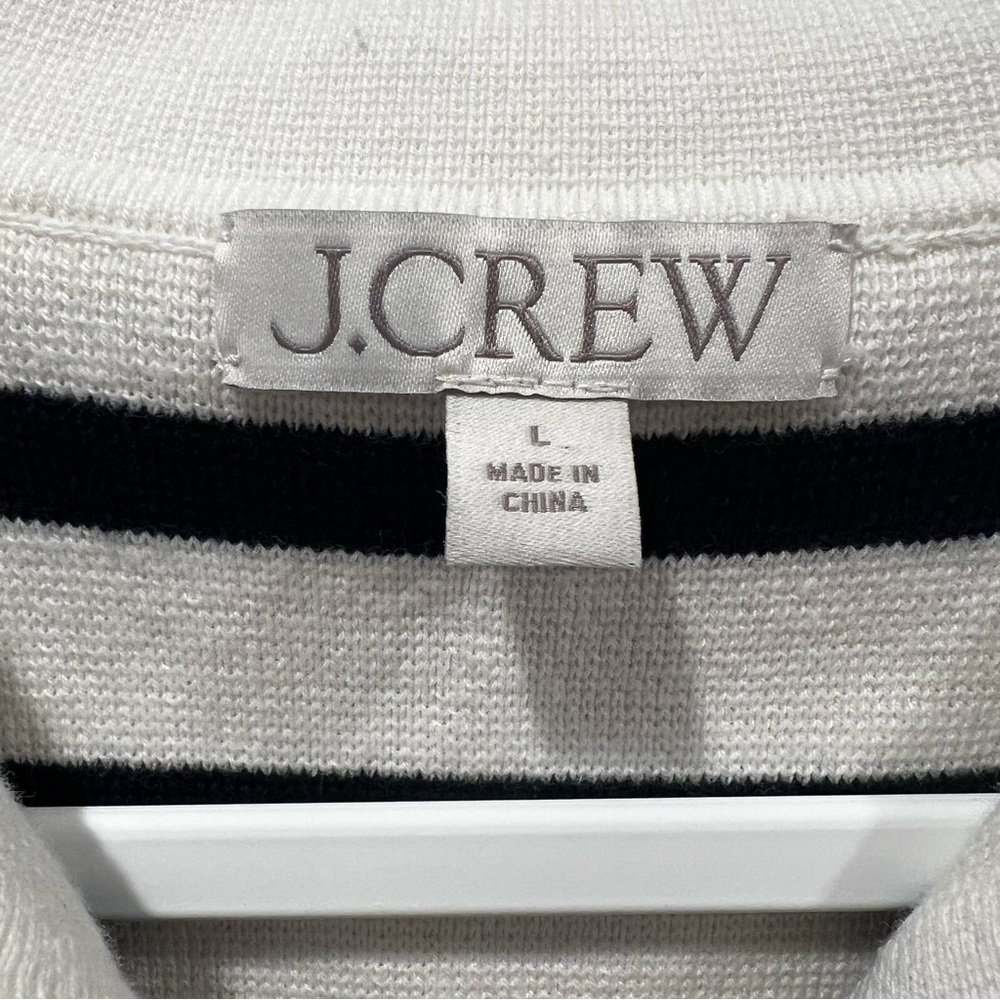 J. Crew Black and White Striped Button Down Sweater-Size Large - Picture 4 of 6